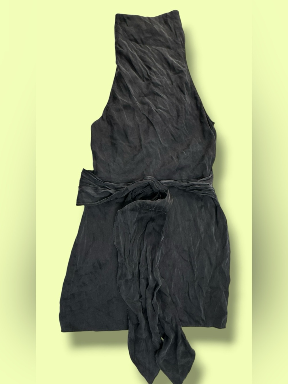Amanda Uprichard Women Mini Halter Silk Dress Black Size XS